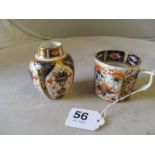 A small Royal Crown Derby vase and a 19th Century Derby cup (a/f).