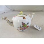 A Herend teapot hand painted flowers