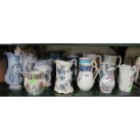 Various decorative Victorian pottery jugs (sa/f)