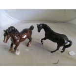 Two Beswick horses