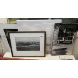 An oil Pavilion and three framed Brighton photographs.