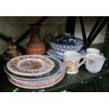 Various pottery plates etc