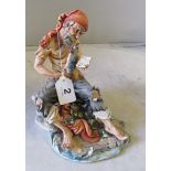 A Capodimonte figure fisherman (pipe a/f)