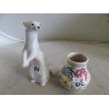 A USSR stoat and a small Poole pottery vase