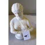 A small Parian ware bust of lady (a/f)