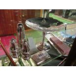 A silver cigarette case and a small group plated items
