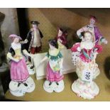 A collection of Spode 'Chelsea' figures three pairs of gallants and ladies