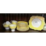 A Coalport 'Paradise' coffee set and a yellow dot pattern part teaset