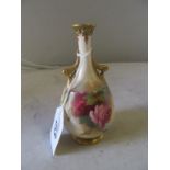A small Royal Worcester two handled vase hand painted roses No288
