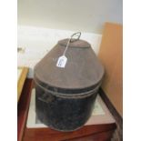 A pith helmet on 19th century tin hat box