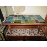 A retro tile top coffee table