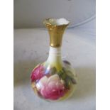 A small Royal Worcester vase hand painted roses signed M Hunt C702