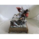 A Capodimonte figure Napoleon on horseback on gilt stand