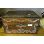 A Victorian rosewood and mother of pearl inlaid box with fitted interior