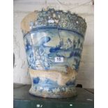 A 19th Century Delft style jardinière with 17th Century town scenes (a/f)