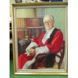 Michael Noakes (1933-2018) - a large oil portrait of barrister Sir Brian Mackenna framed