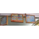 Elizabeth Battersby - two abstract oils 'Sun behind clouds' and 'Windy day - last of Summer' and