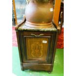 An Edwardian mahogany and inlaid coal purdonium