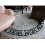 A circular rug.