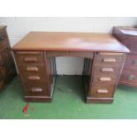 A 1920s oak pedestal desk