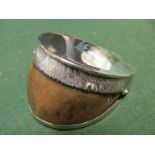 A small silver mounted hoof inkwell