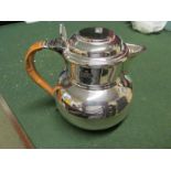 A small silver lidded chocolate pot with cane handle 11 1/2 ozs (all in)