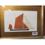 A print fishing boats on shore in black and gilt frame and various other prints