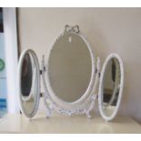 A French style cream and gilt triple dressing table mirror