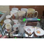 Three Edward VIII coronation mugs and other china