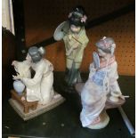 A Lladro oriental lady and two others (all a/f)