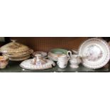 Various 19th Century and other decorative plates together with four cups and a jug (a/f)