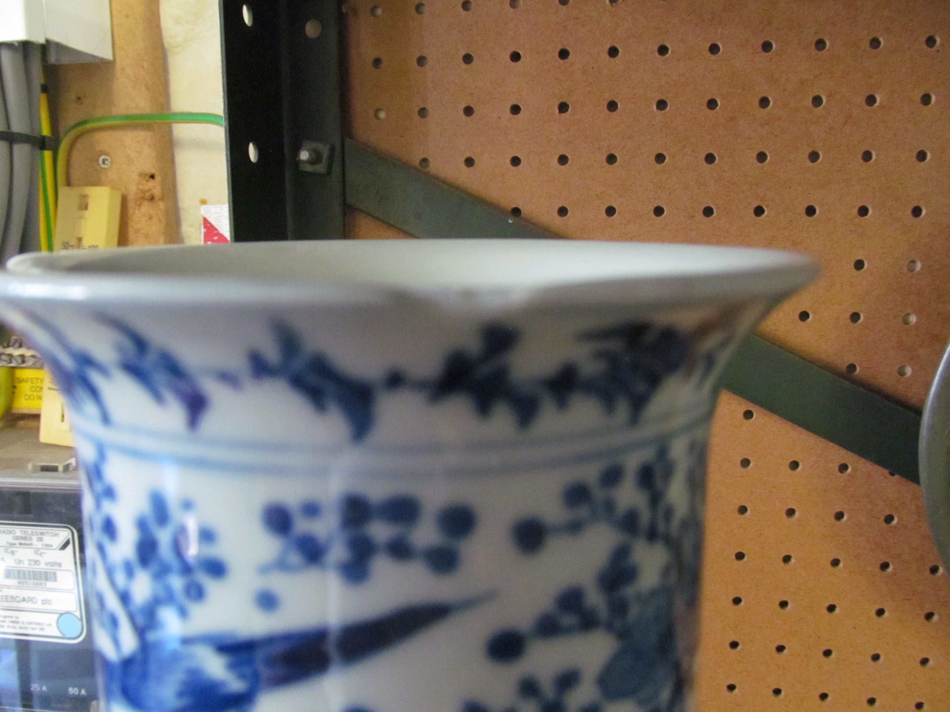 An oriental blue and white vase some damage around neck - Image 3 of 5