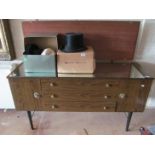 A retro Schreiber walnut effect dressing table with long mirror