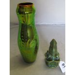 A Zsolnay green Eosin glaze vase and a model of a water fountain