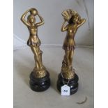 A pair of gilt spelter figures Art Deco ladies