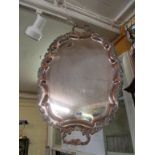 A large silver plated two handled tray