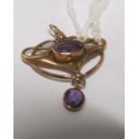 A 9ct Edwardian amethyst pendant