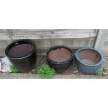 Three small garden pots