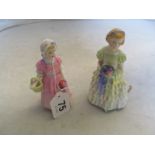 A Royal Doulton figure Tinkerbell HN1677 (hand restored) and another The Little Bridesmaid HN1436