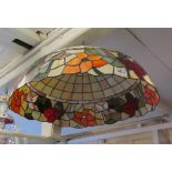 A large Tiffany style ceiling shade