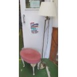 A reading standard lamp and a dressing table stool