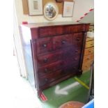 A Victorian mahogany scotch chest with frieze drawer above three short drawers and three further