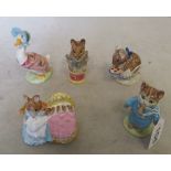 Four Beswick Beatrix Potter figures:- Hunca Munca, Tom Kitten, Tailor of Gloucester and Apply Dapply