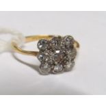 An 18ct square diamond cluster ring