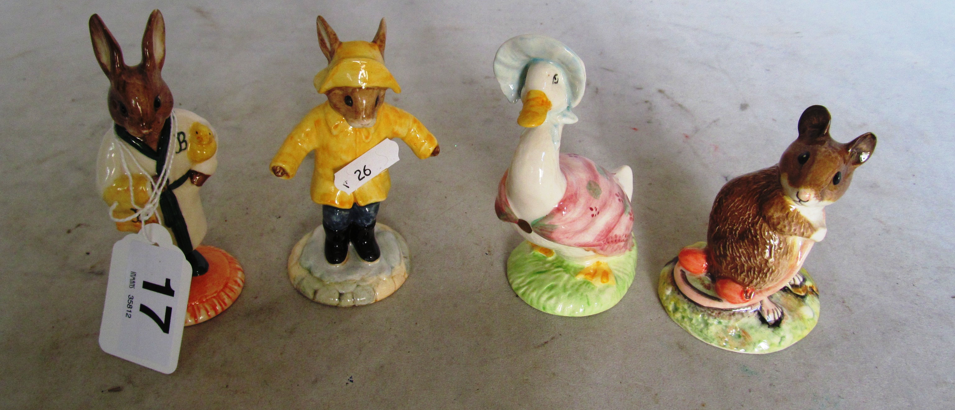 Some Royal Doulton Bunnykins figures and some Beswick Beatrix Potter figures