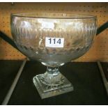 A 19th Century circular glass bowl on stem and square base