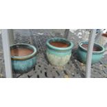 Three small garden pots