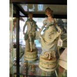 A pair of large bisque figures gallant and lady