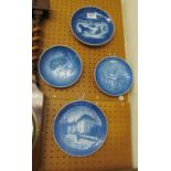 Nine Royal Copenhagen blue and white calender plates