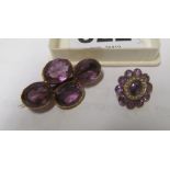 An amethyst and seed pearl brooch and another